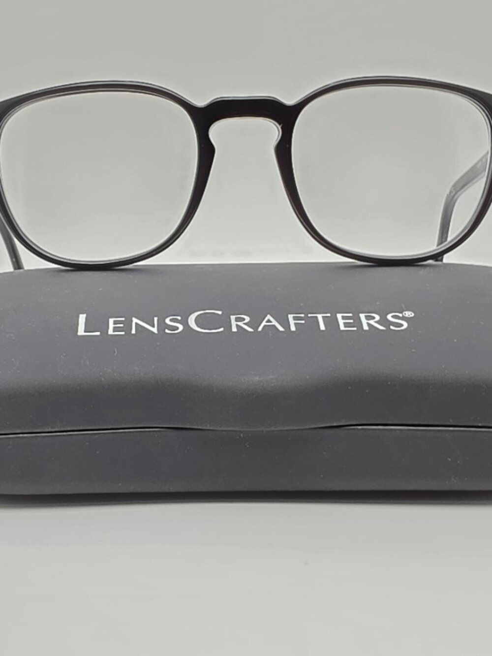 LensCrafters EC2004 1001 Polished Black Phantos Eyeglasses Frame w/ Case 49mm